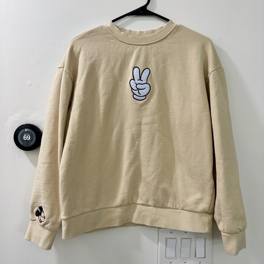Disney Beige Peace Sign Sweatshirt
